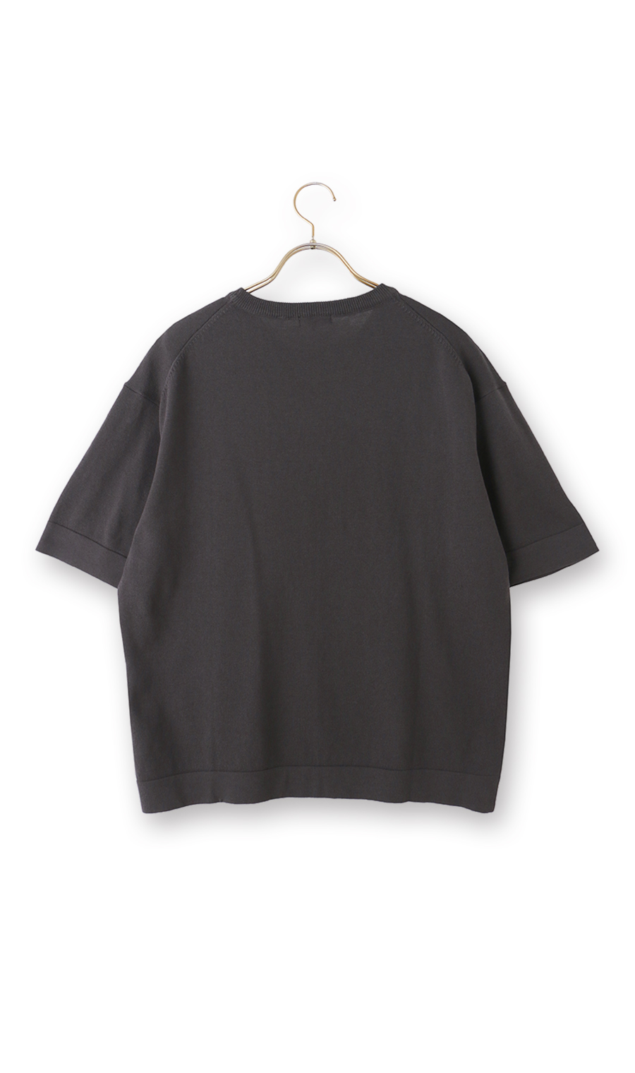 洗えるニットTシャツ【＃すご】 チャコール L