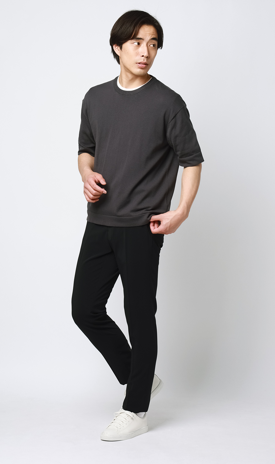 OHGA 洗えるニット　カットソー　ブラック　新品 洗えるニットTシャツ【＃すご】 (ACCS6301-33) | ACTIBIZ | 紳士服