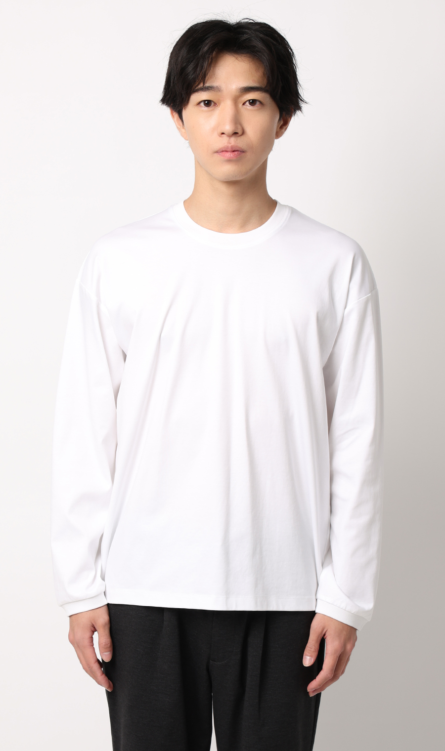 形態安定ロングTシャツ【COOL CONTACT】【＃すご】 ホワイト S