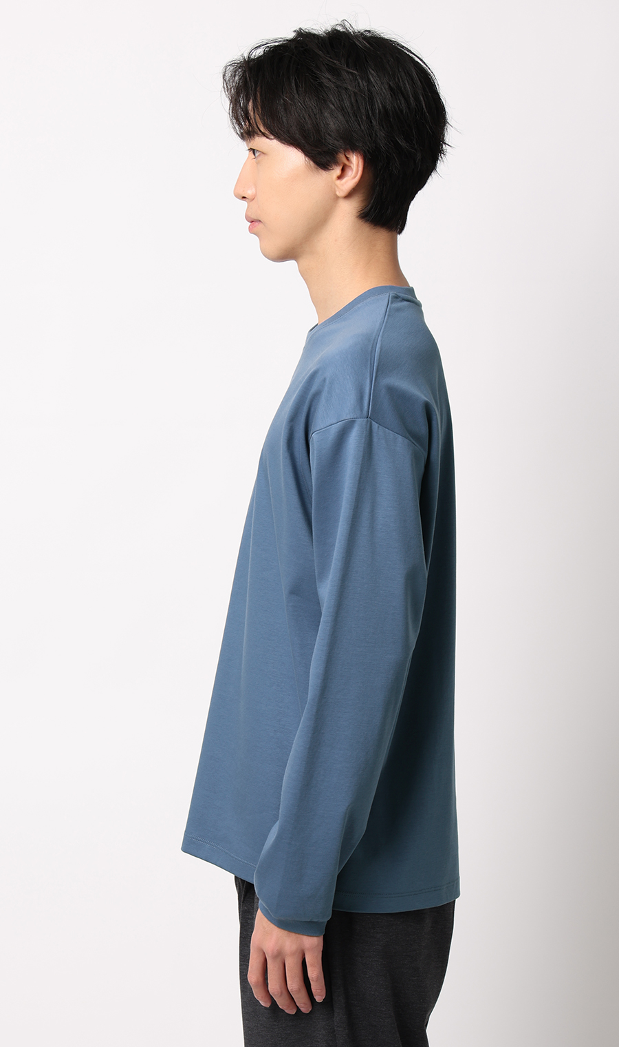 形態安定ロングTシャツ【COOL CONTACT】【＃すご】 ブルー S