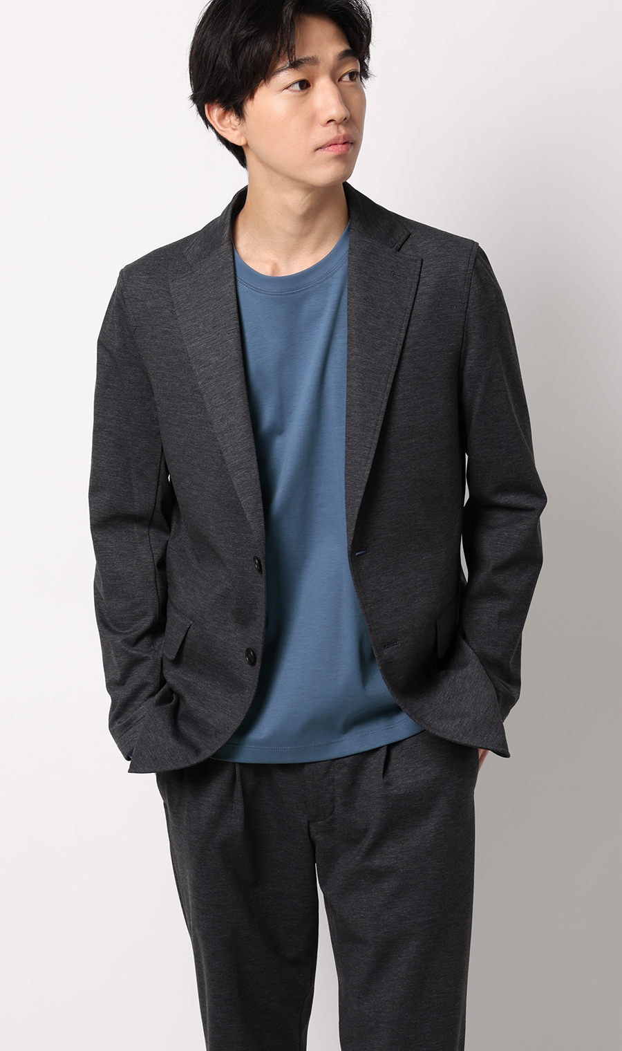 形態安定ロングTシャツ【COOL CONTACT】【＃すご】 ブルー S