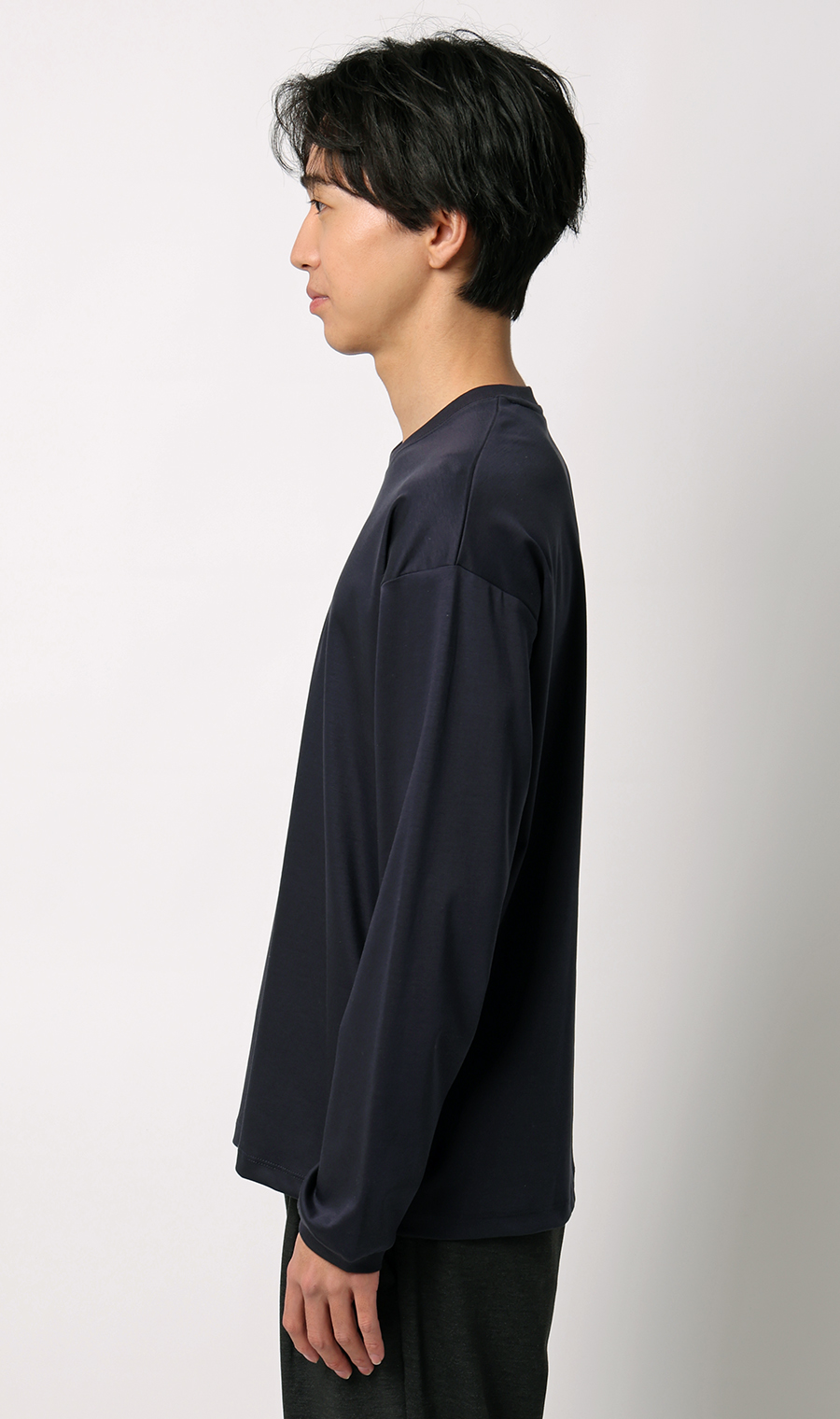 形態安定ロングTシャツ【COOL CONTACT】【＃すご】 ネイビー S