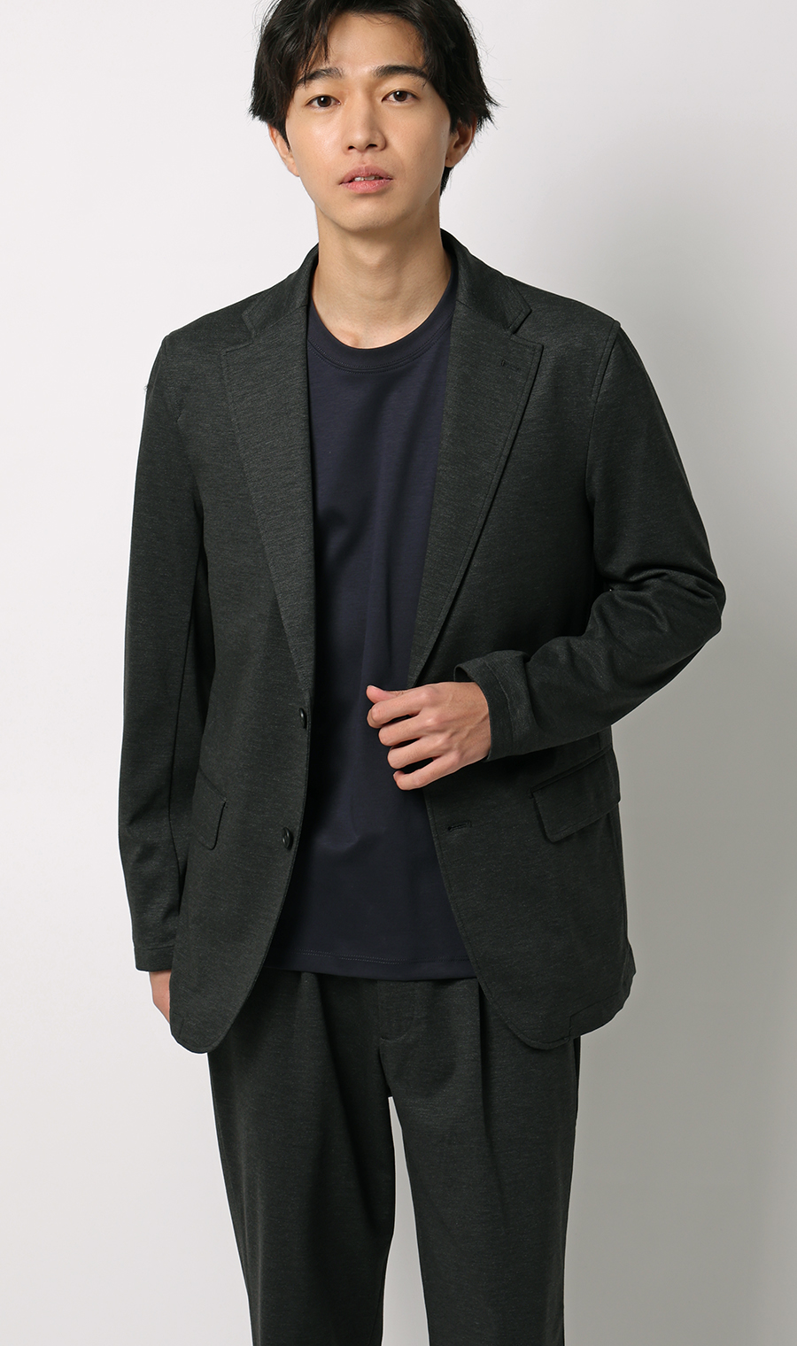 形態安定ロングTシャツ【COOL CONTACT】【＃すご】 ネイビー S