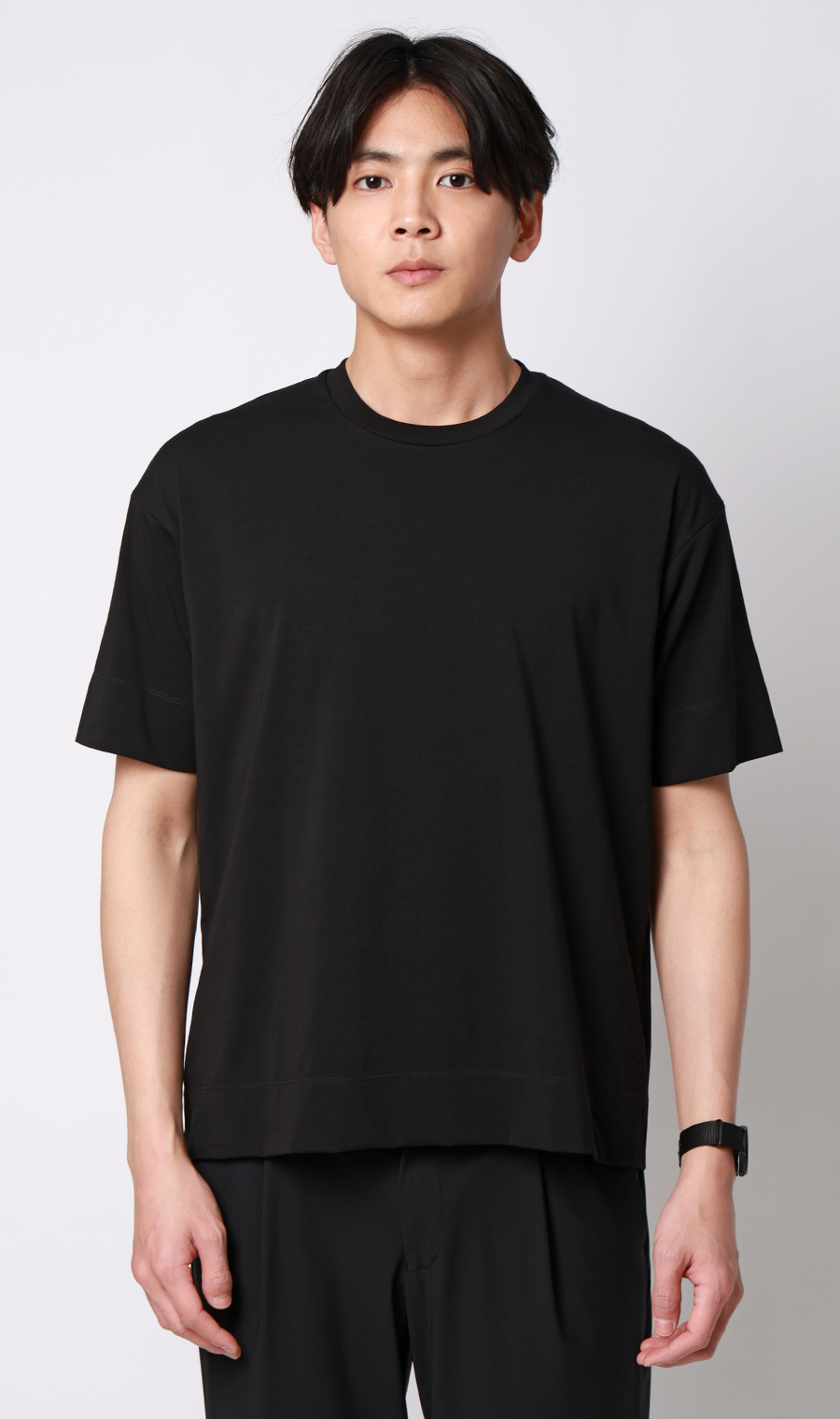 冷たいレイヤードTシャツ【＃すご】 ブラック S