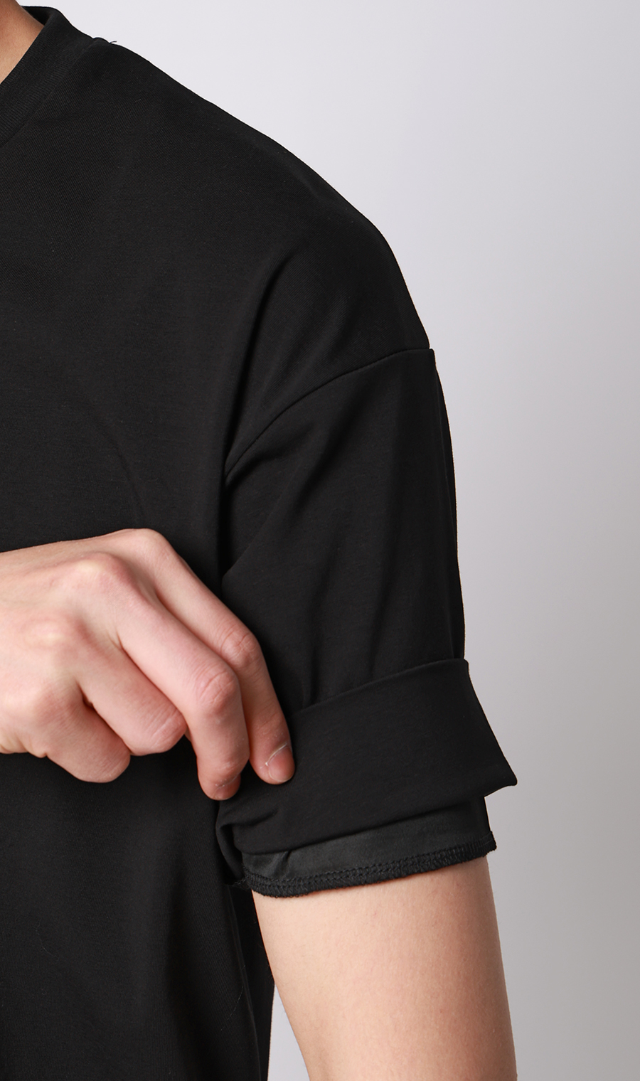 冷たいレイヤードTシャツ【＃すご】 ブラック S