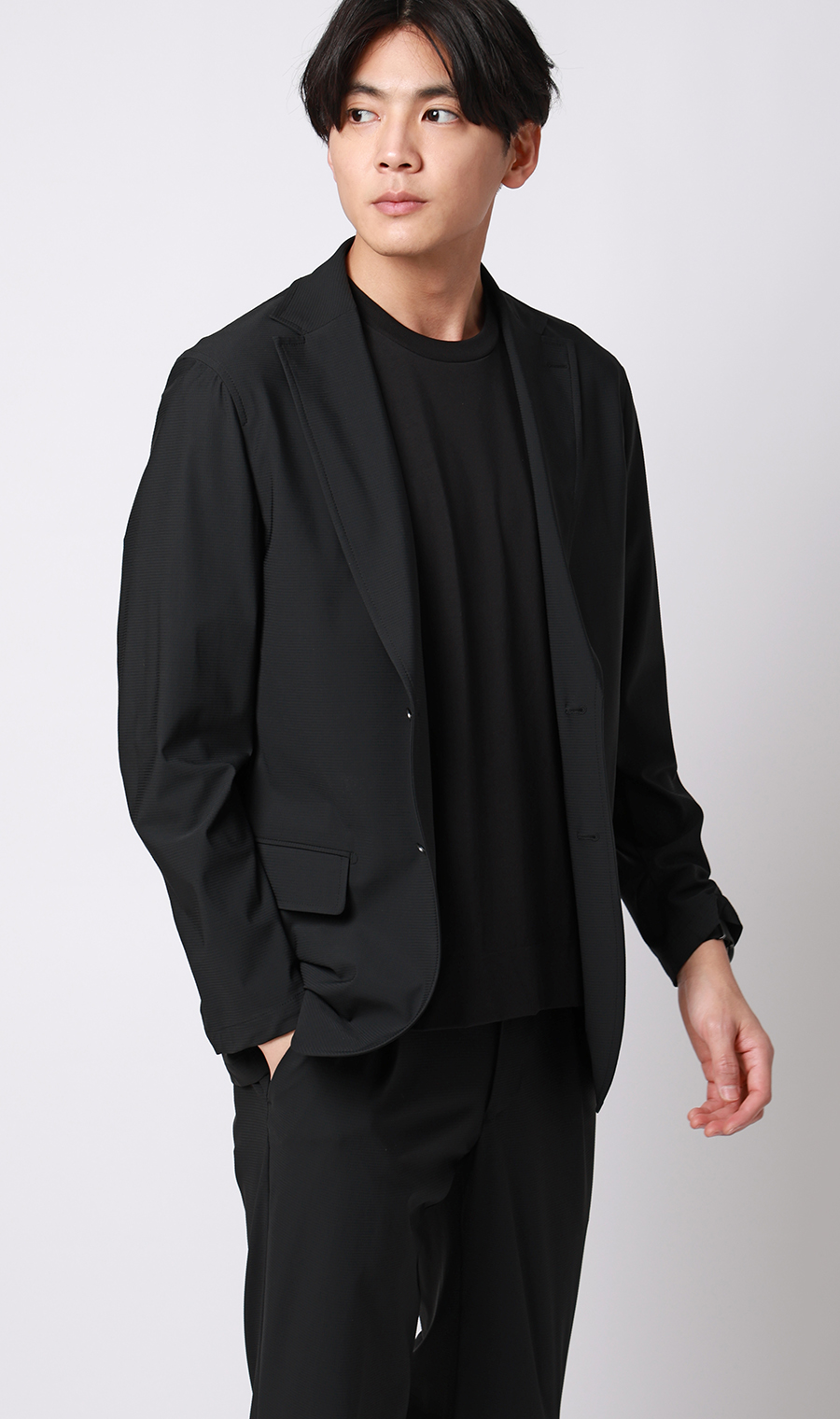 冷たいレイヤードTシャツ【＃すご】 ブラック S