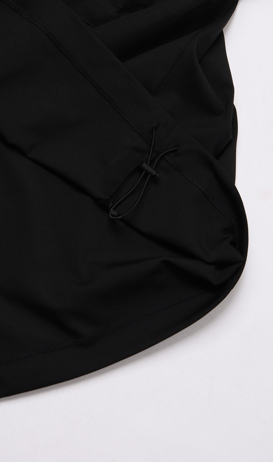 ポンチ裾ドローコードTシャツ【半袖】 ブラック S