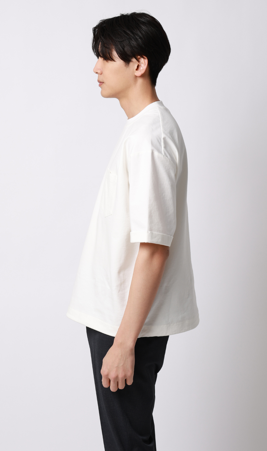 ポンチ裾ドローコードTシャツ【半袖】 ホワイト S