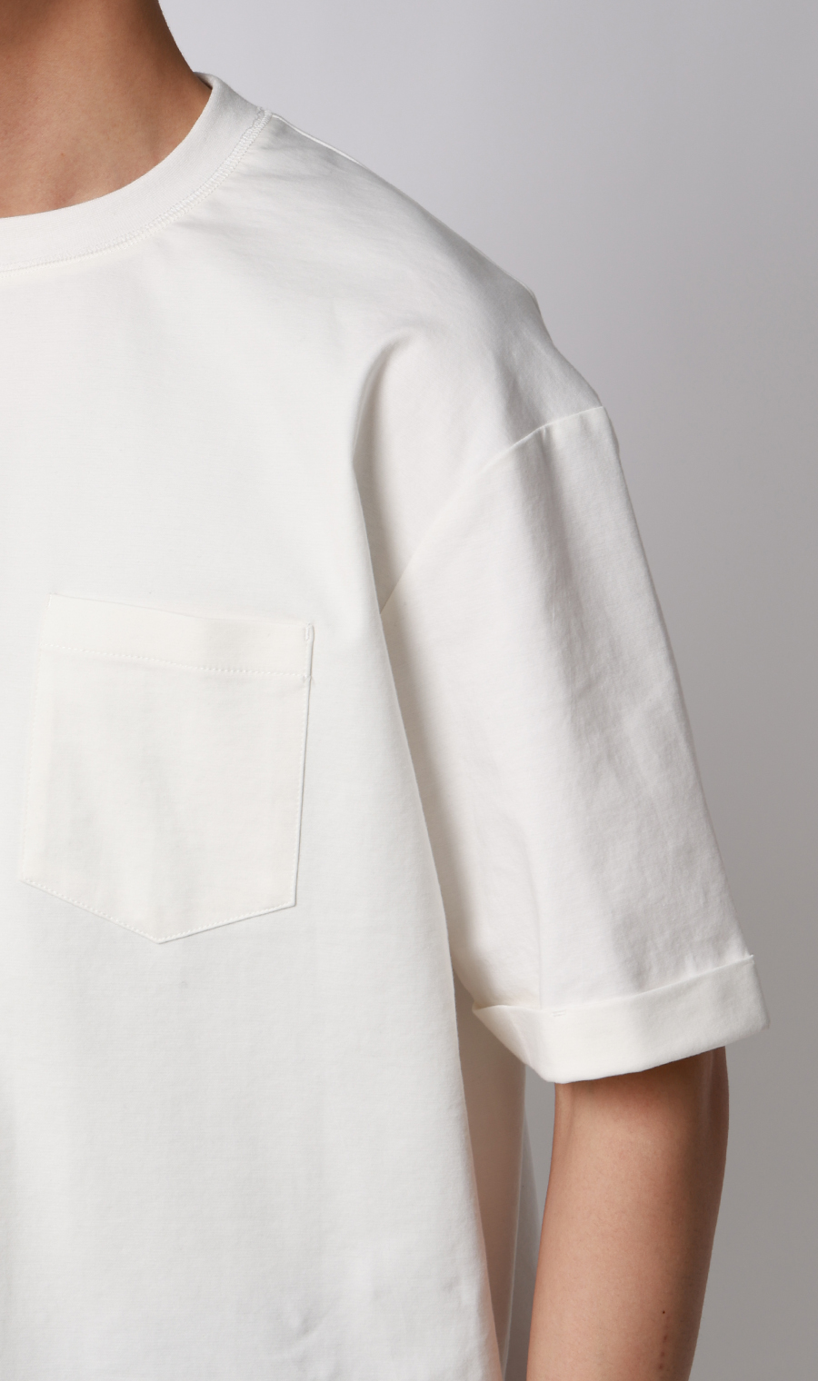 ポンチ裾ドローコードTシャツ【半袖】 ホワイト S