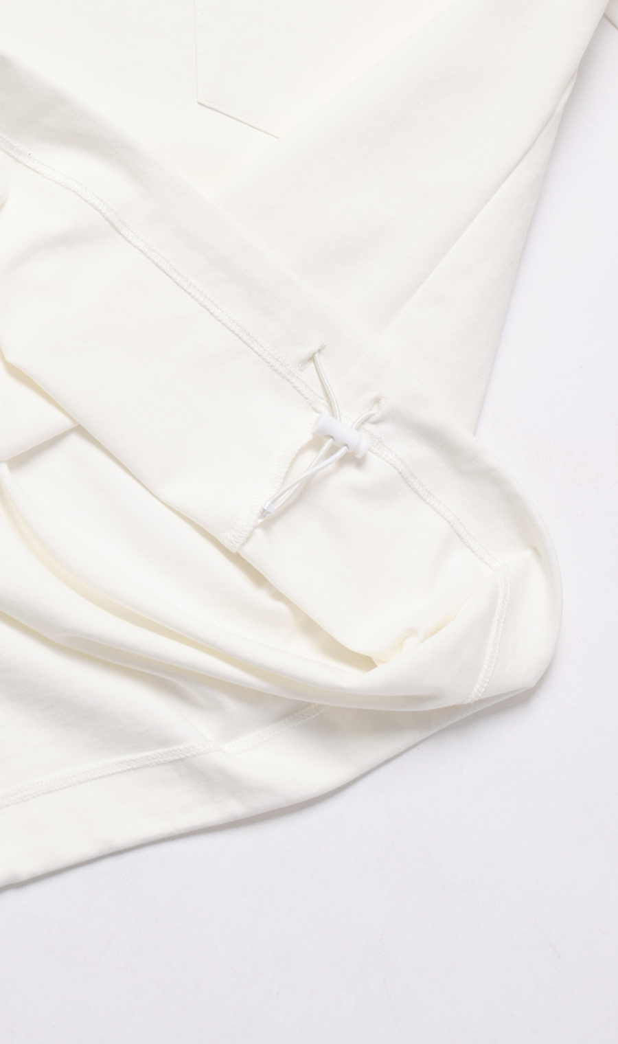 ポンチ裾ドローコードTシャツ【半袖】 ホワイト S