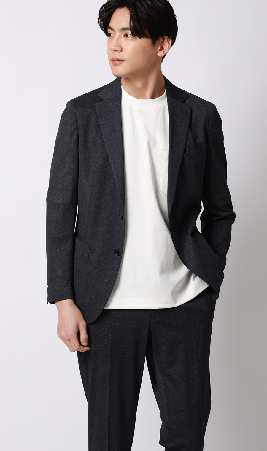 ポンチ裾ドローコードTシャツ【半袖】 ホワイト S