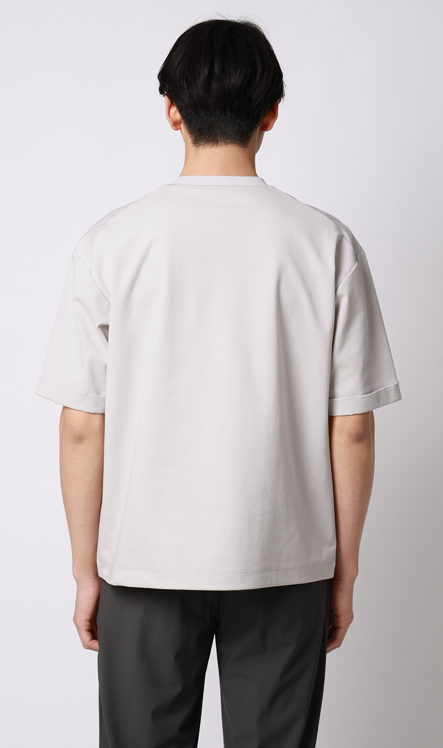 ポンチ裾ドローコードTシャツ【半袖】 ライトグレー S