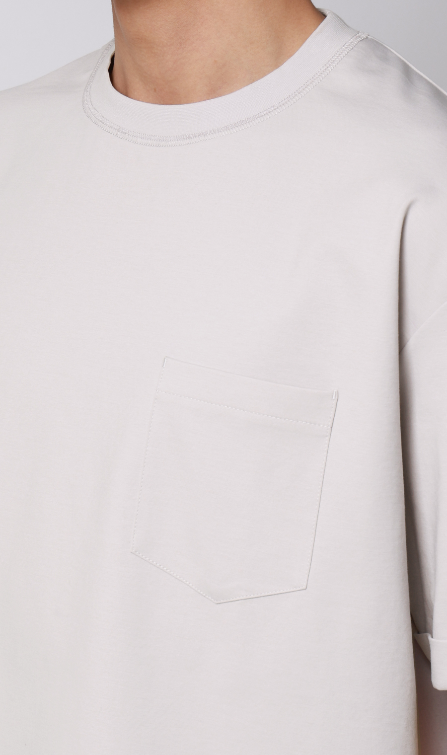 ポンチ裾ドローコードTシャツ【半袖】 ライトグレー S