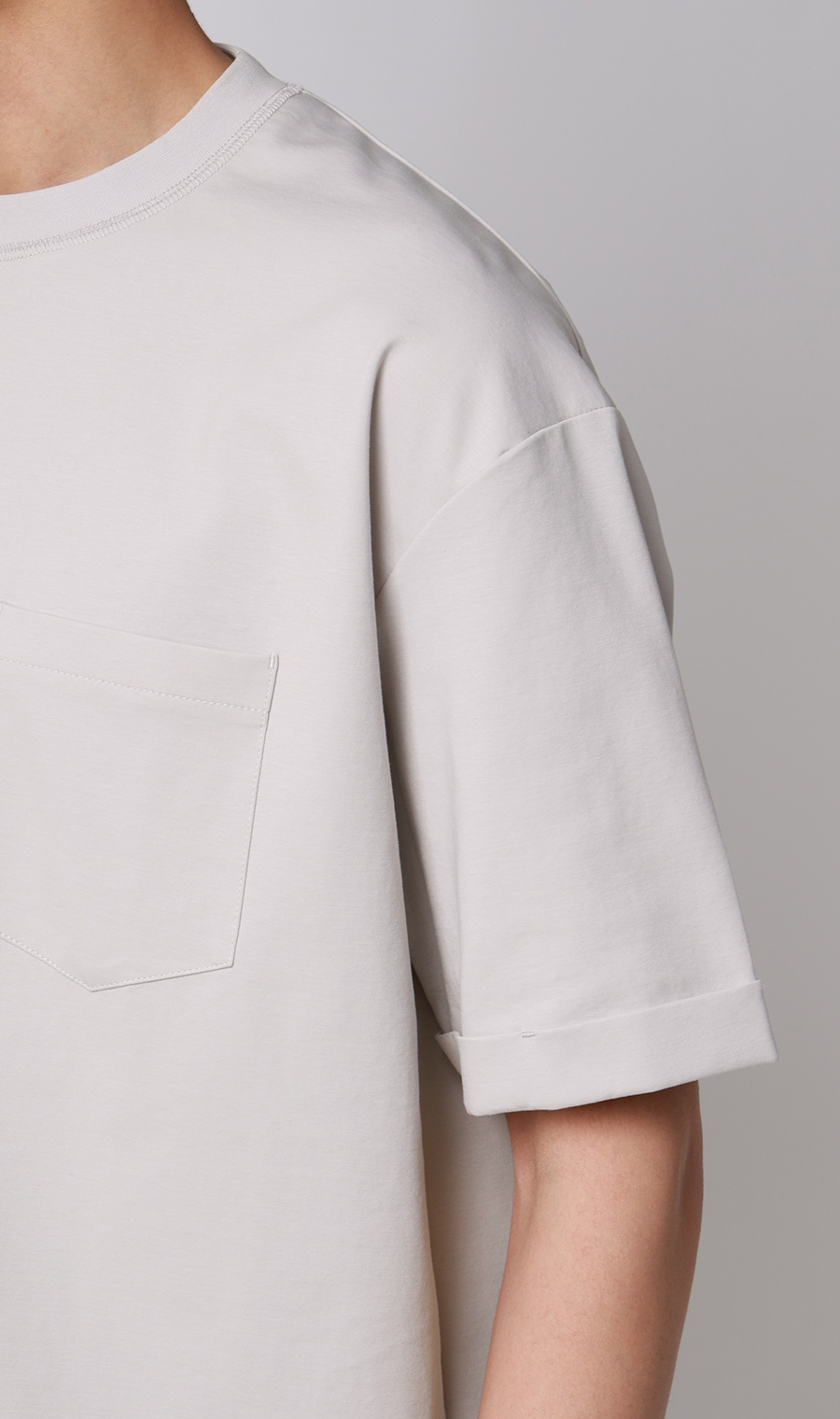 ポンチ裾ドローコードTシャツ【半袖】 ライトグレー S