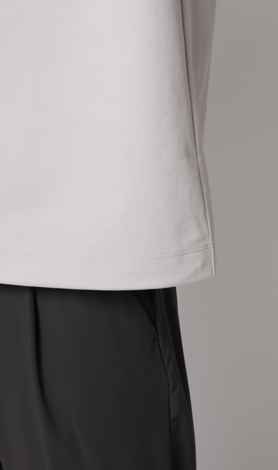 ポンチ裾ドローコードTシャツ【半袖】 ライトグレー S