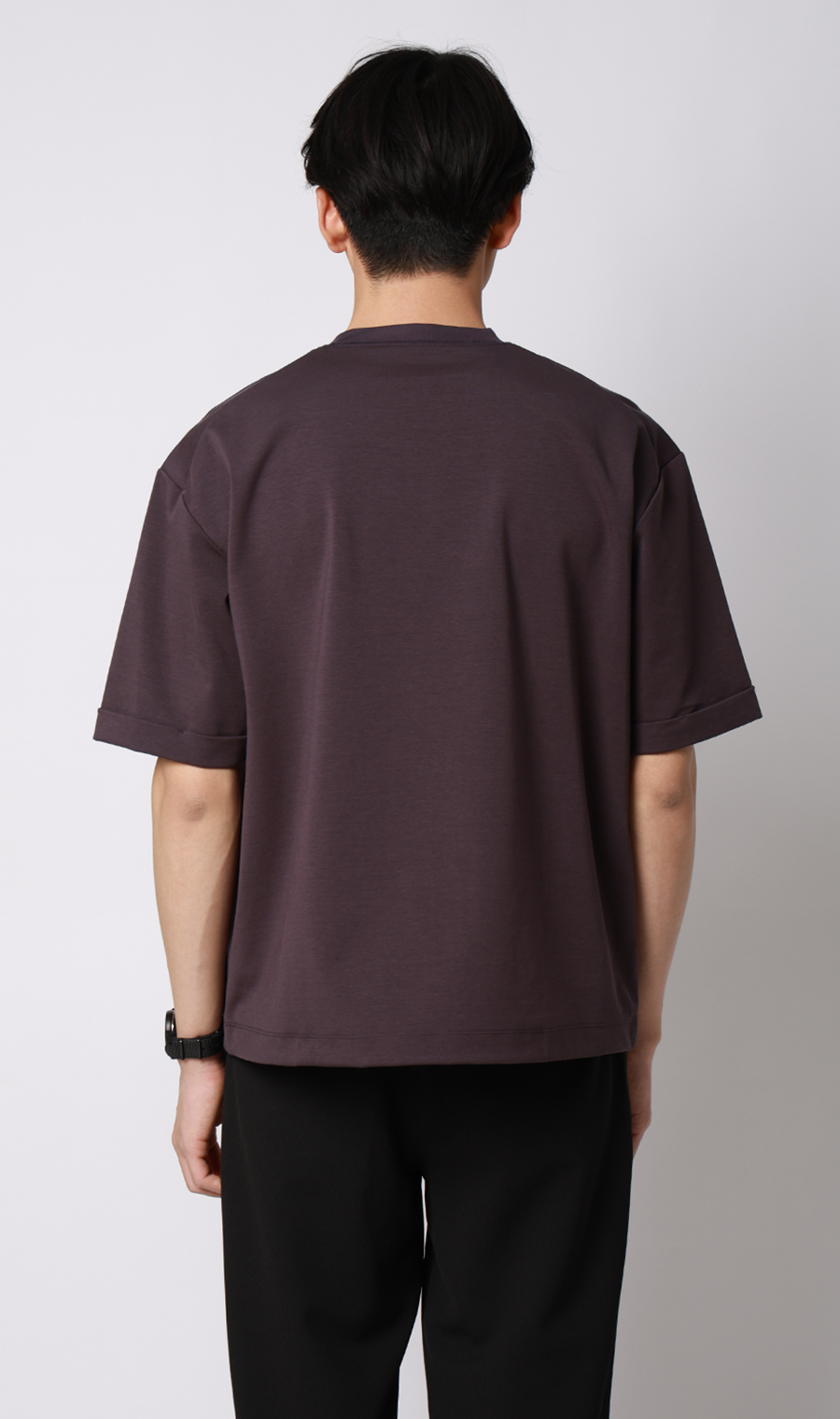 ポンチ裾ドローコードTシャツ【半袖】 パープル S