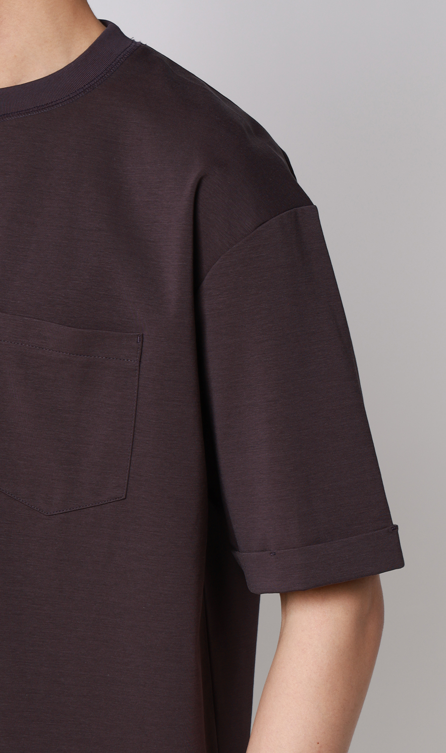 ポンチ裾ドローコードTシャツ【半袖】 パープル S