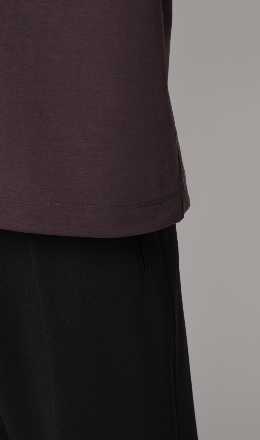 ポンチ裾ドローコードTシャツ【半袖】 パープル S