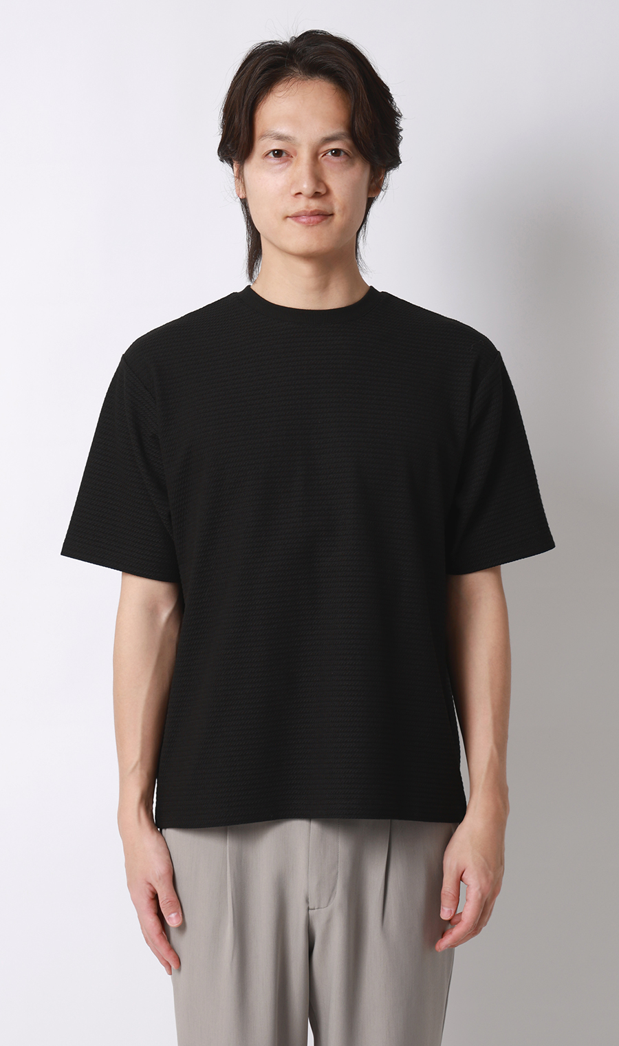 リンクスジャカードTシャツ【半袖】 ブラック S