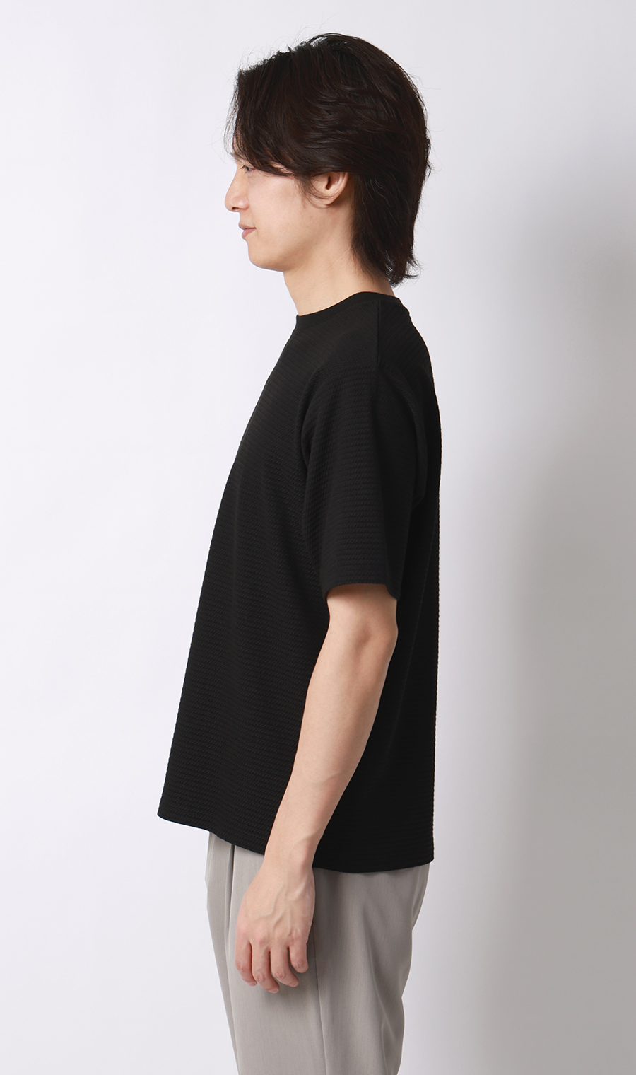 リンクスジャカードTシャツ【半袖】 ブラック S