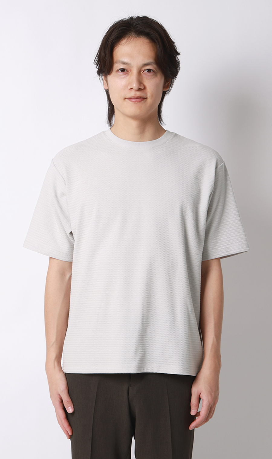 リンクスジャカードTシャツ【半袖】 ライトグレー S