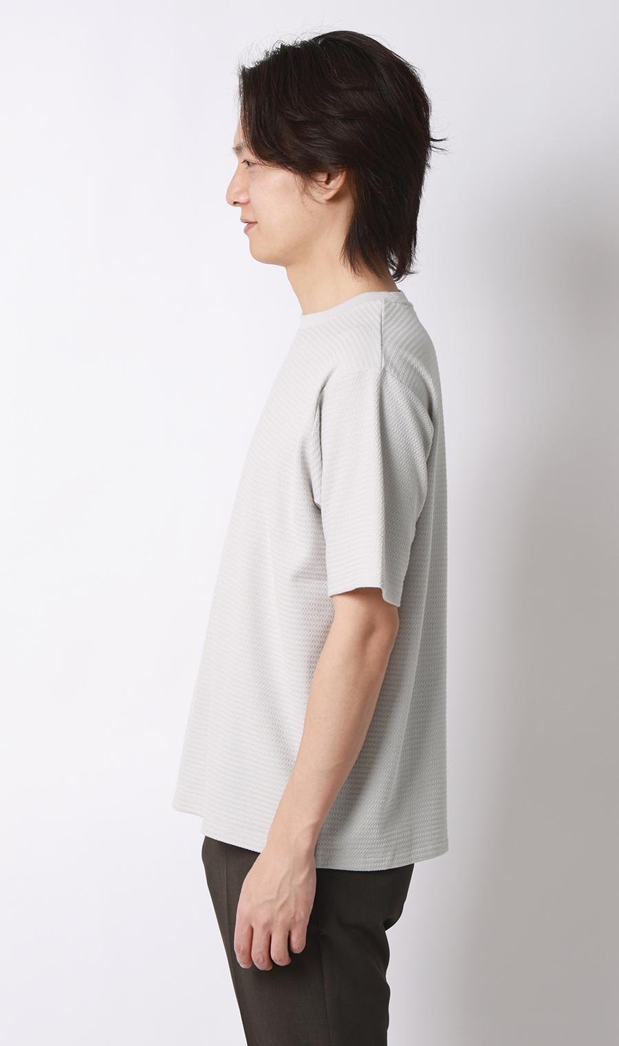 リンクスジャカードTシャツ【半袖】 ライトグレー S