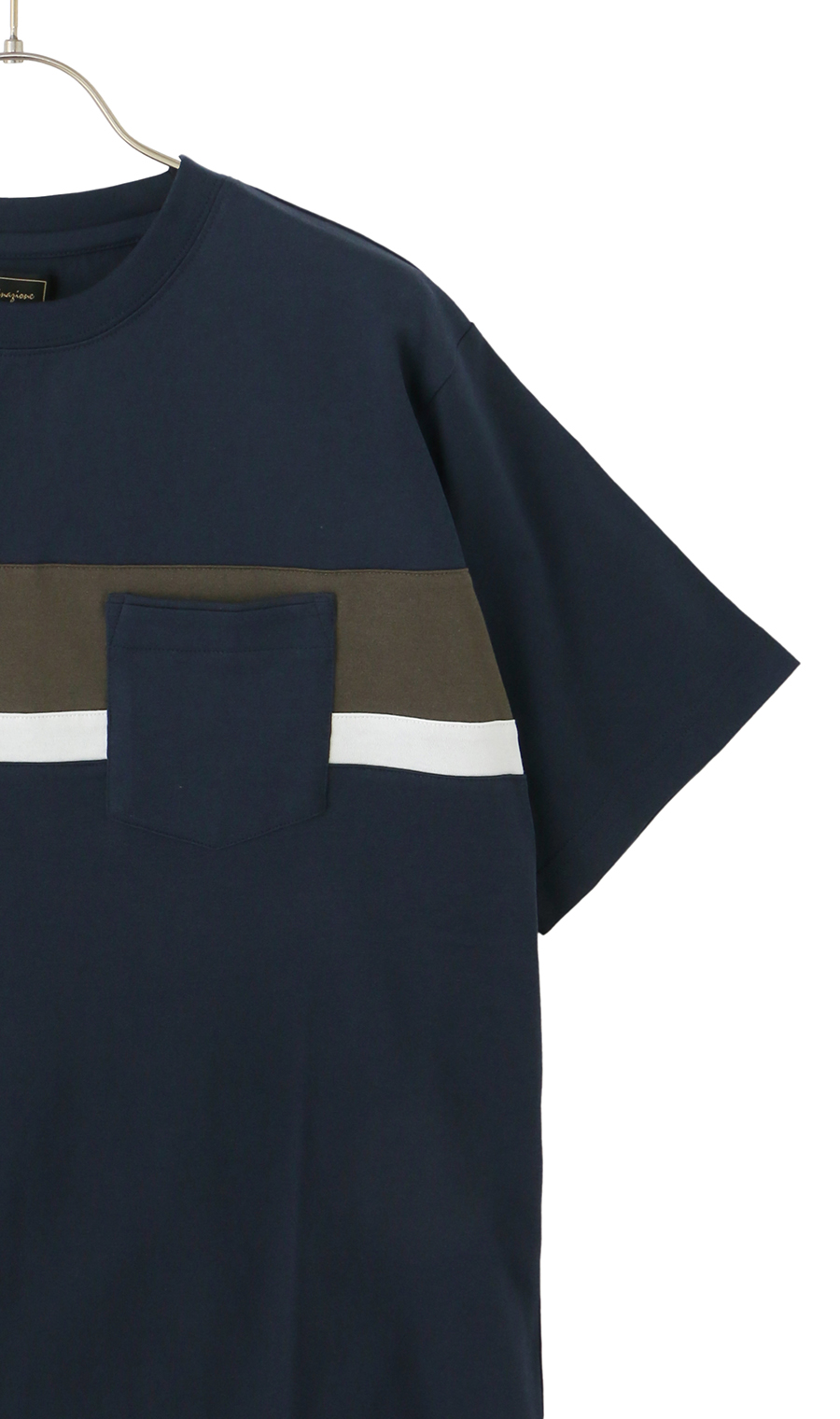 切り替えTシャツ【ウォッシャブル】【半袖】 ネイビー LL