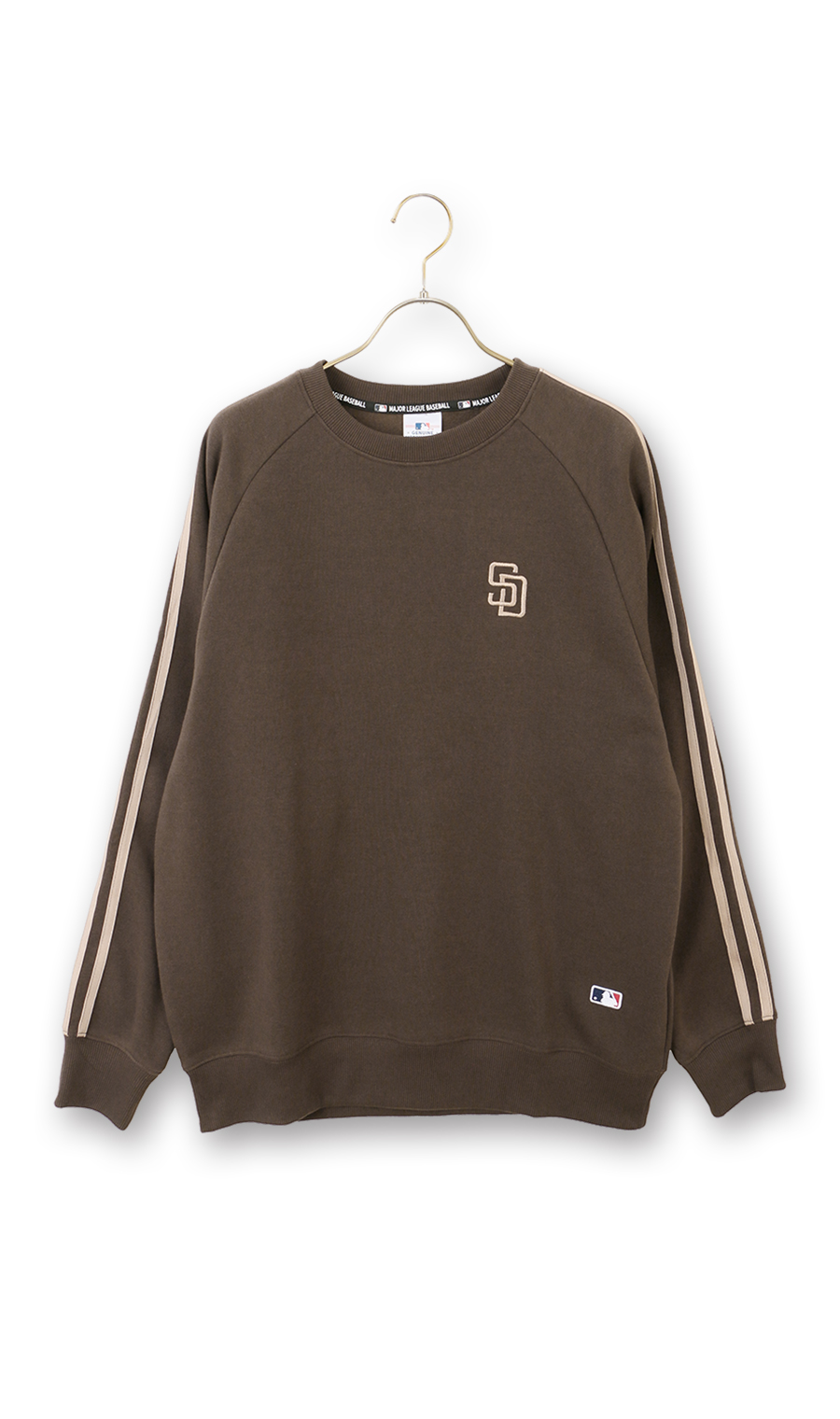 裏起毛肩ラインクルートレーナー【MLB】 ブラウン M