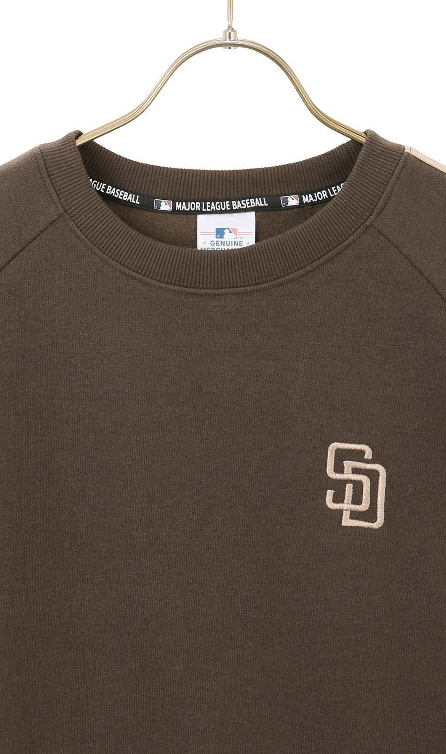 裏起毛肩ラインクルートレーナー【MLB】 ブラウン M