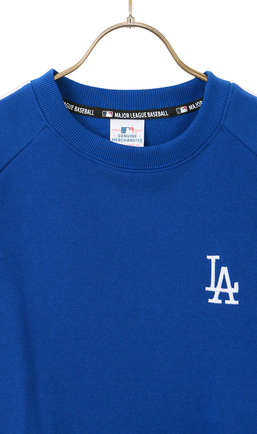 裏起毛肩ラインクルートレーナー【MLB】 ブルー M