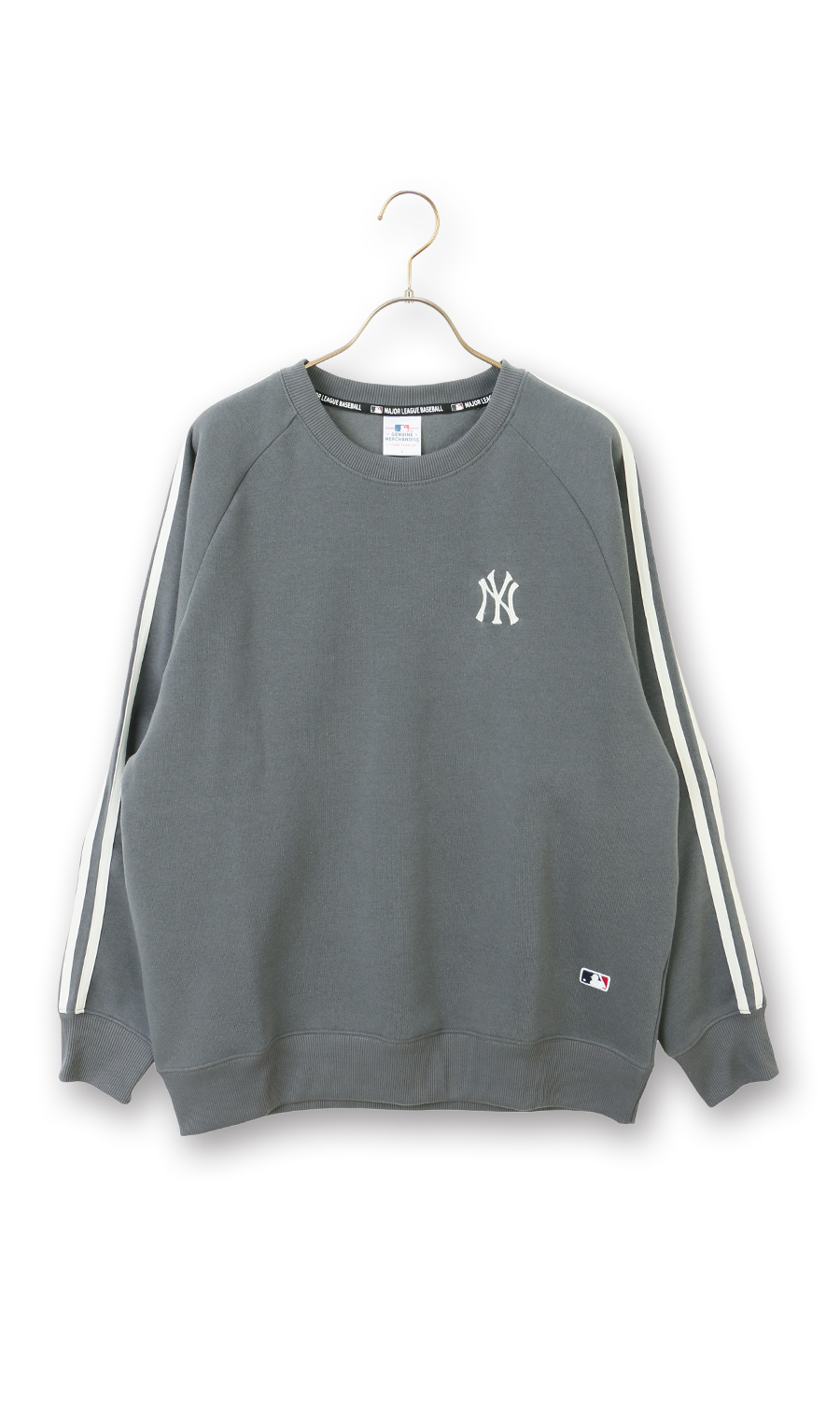 裏起毛肩ラインクルートレーナー【MLB】 チャコール M