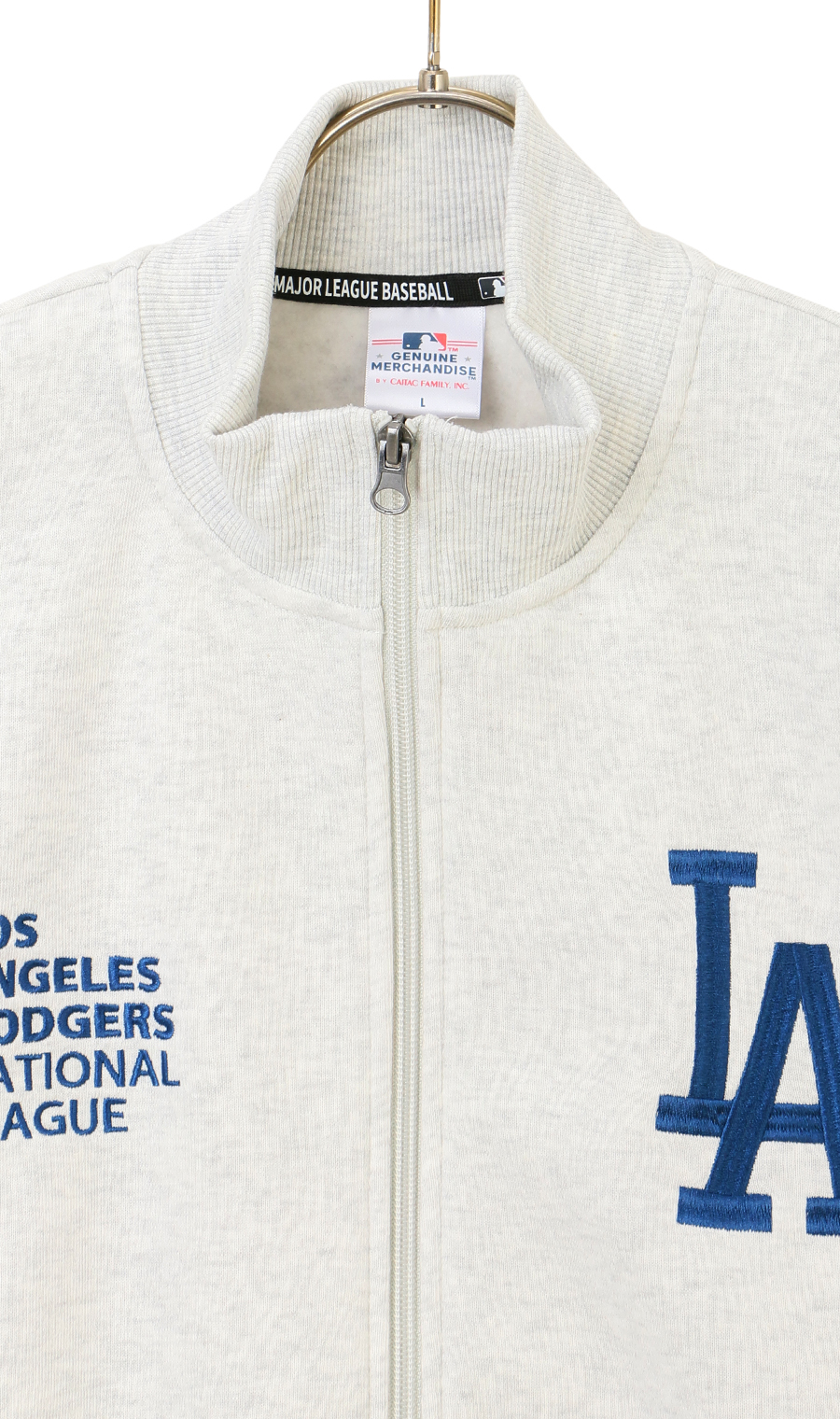 裏起毛刺繍フルジップ【MLB】 ライトグレー M