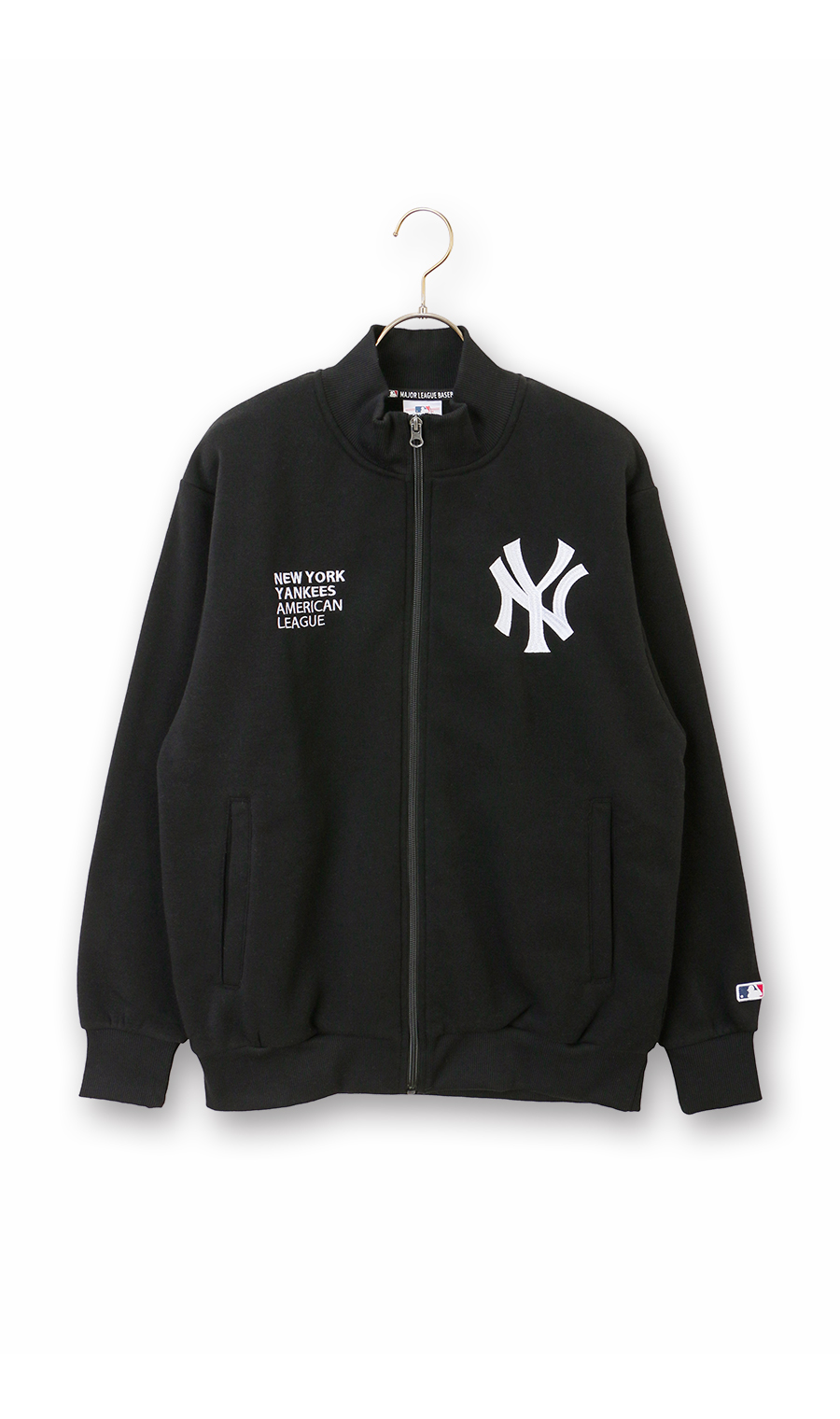 裡拉絨刺繡全拉鏈 【MLB】 黑色M