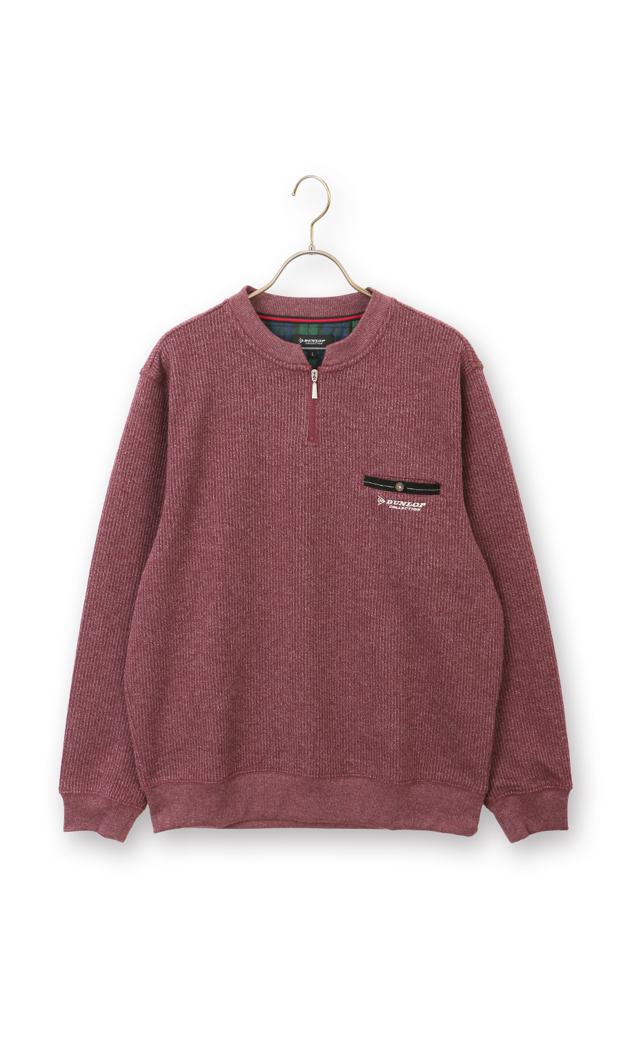 裏起毛ショートジップトレーナー ワイン M