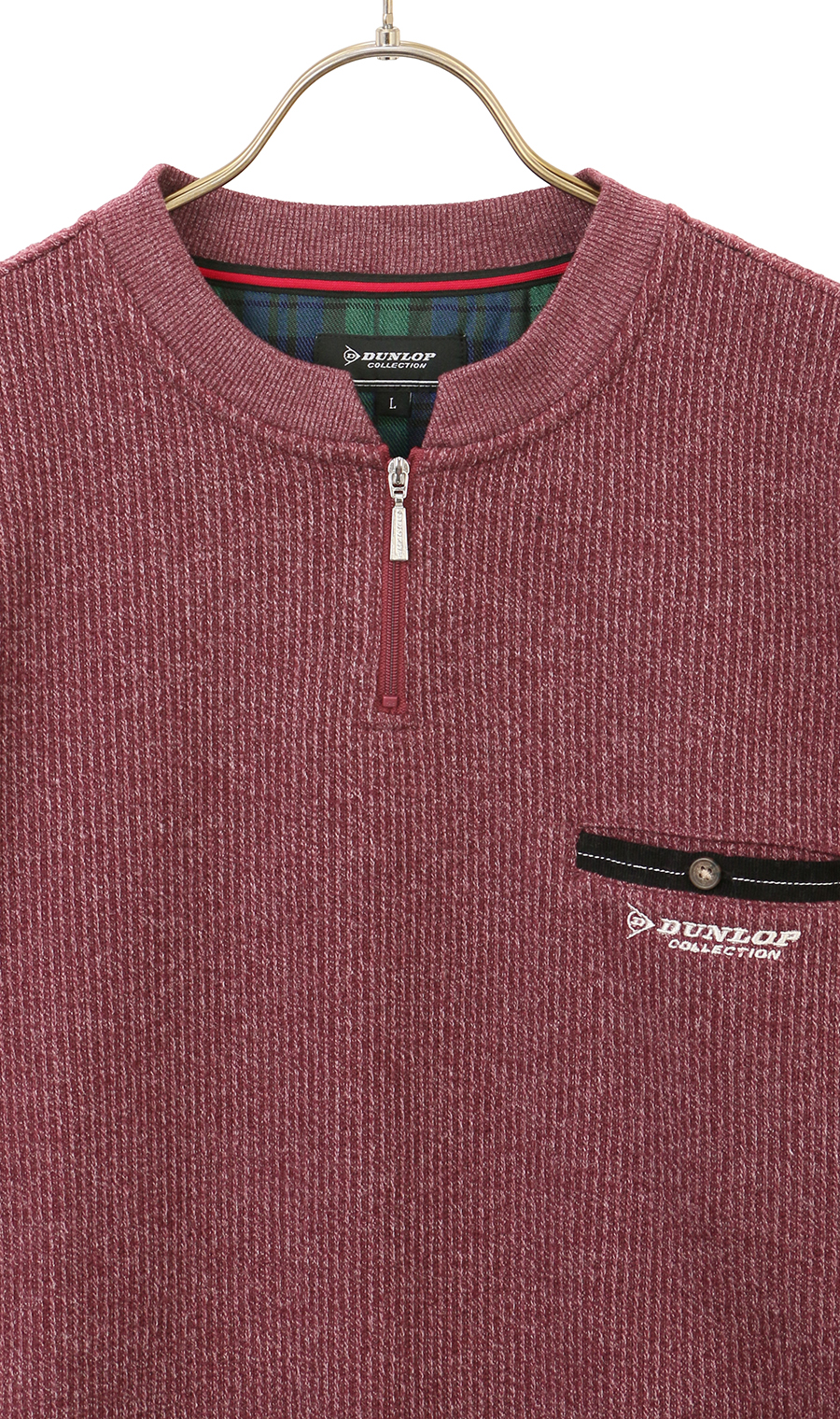 裏起毛ショートジップトレーナー ワイン M