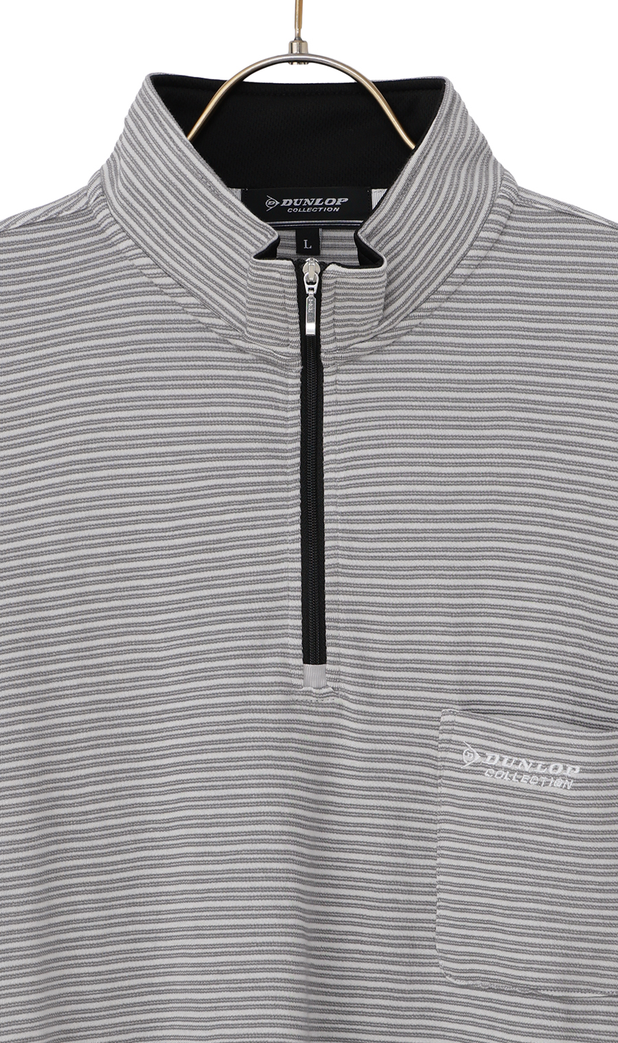 ハーフジップＴシャツ グレー M