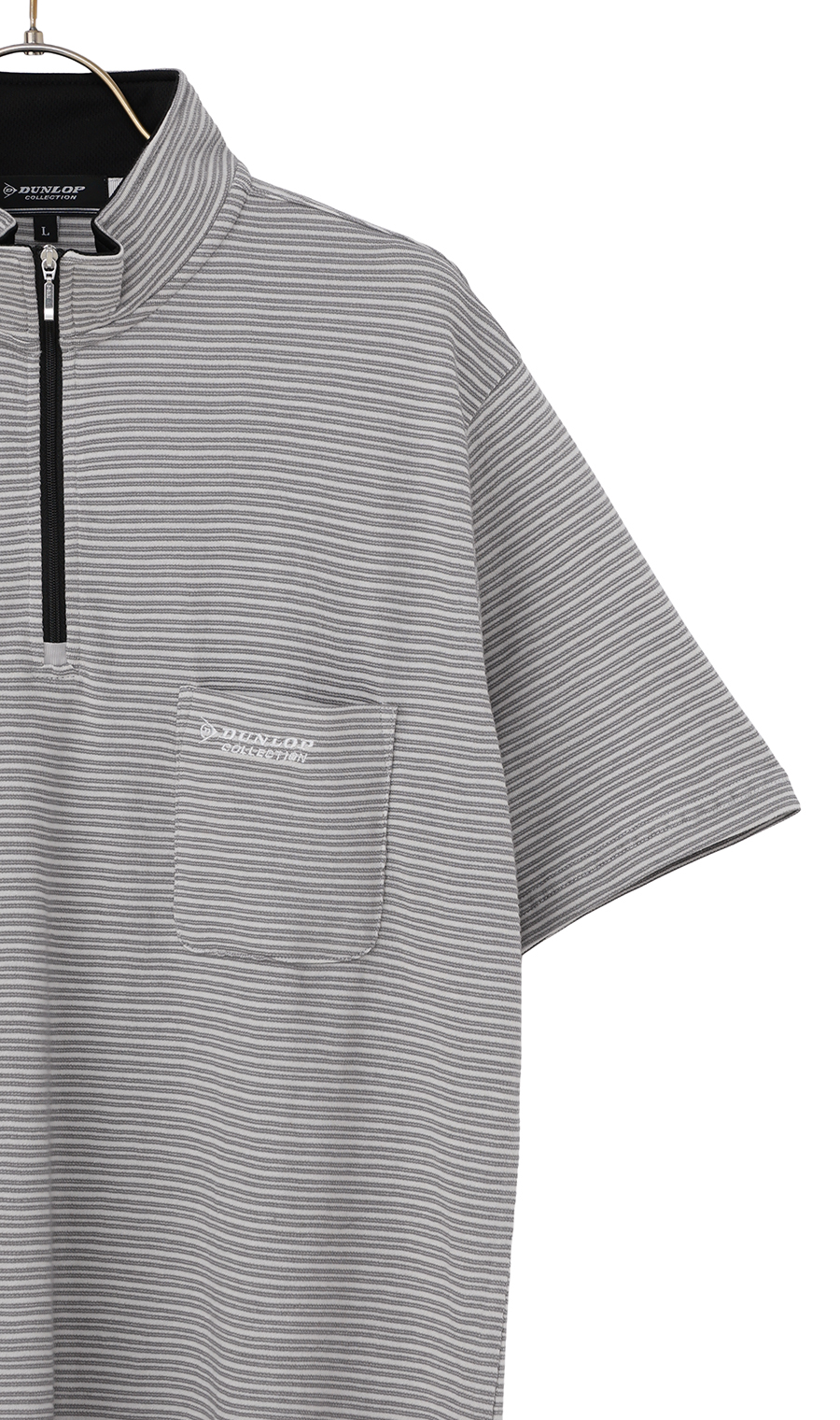 ハーフジップＴシャツ グレー M