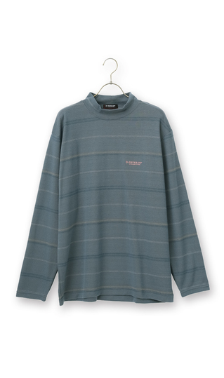 ボーダー起毛モックネックTシャツ【長袖】
