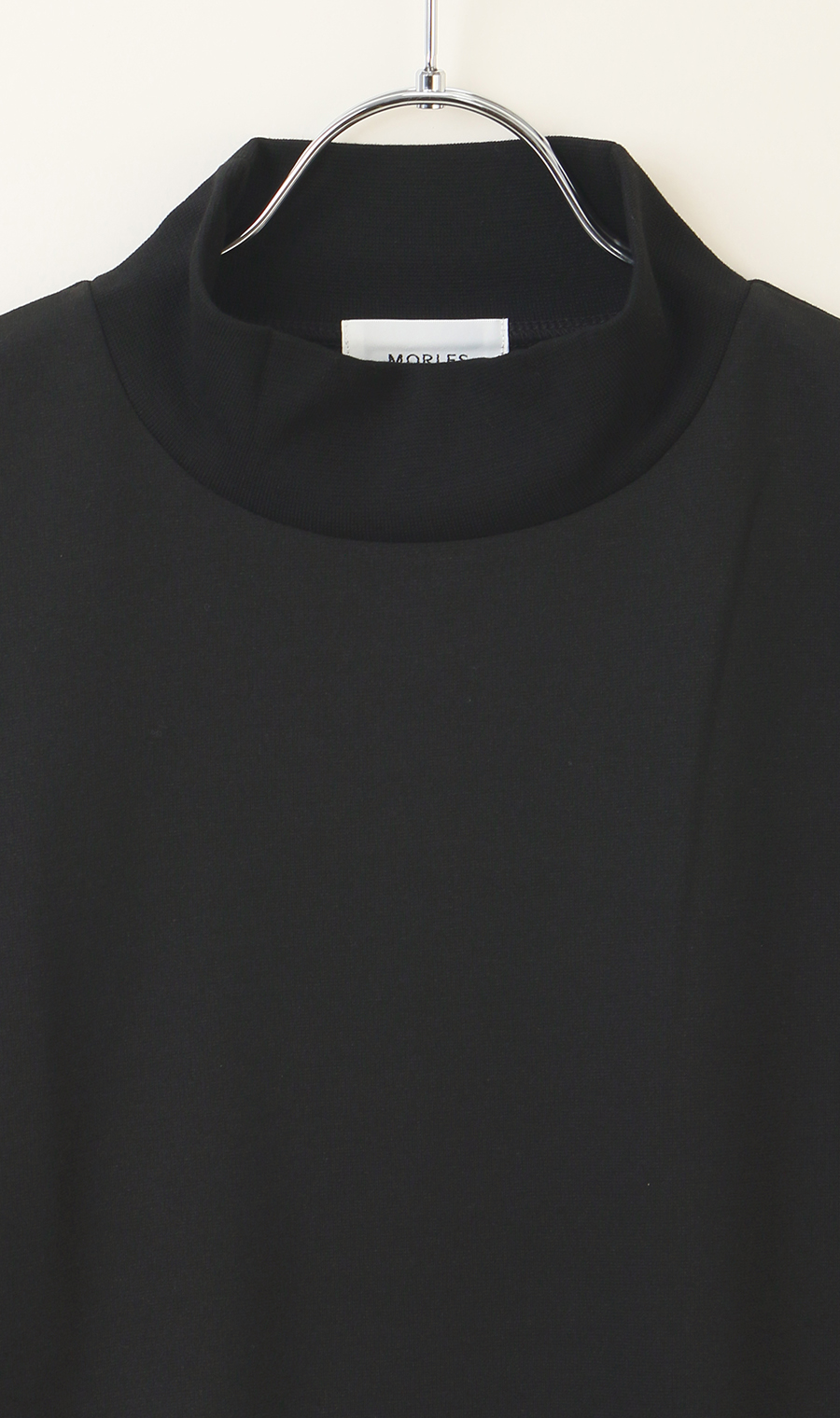 ポンチモックネックＴシャツ【長袖】 ブラック S