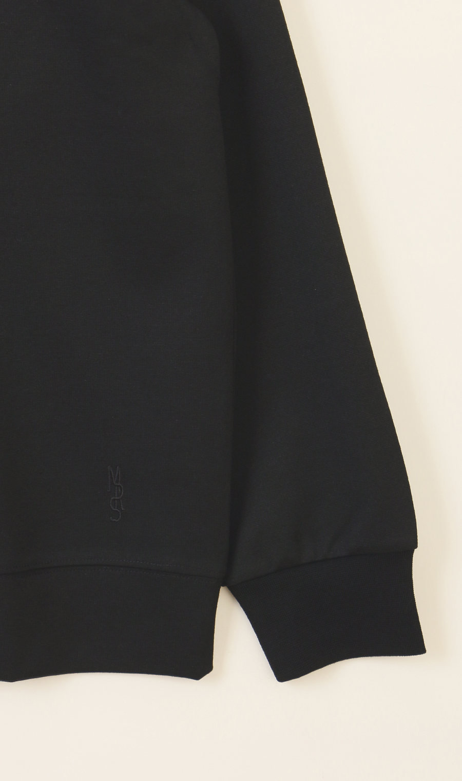 ポンチモックネックＴシャツ【長袖】 ブラック S