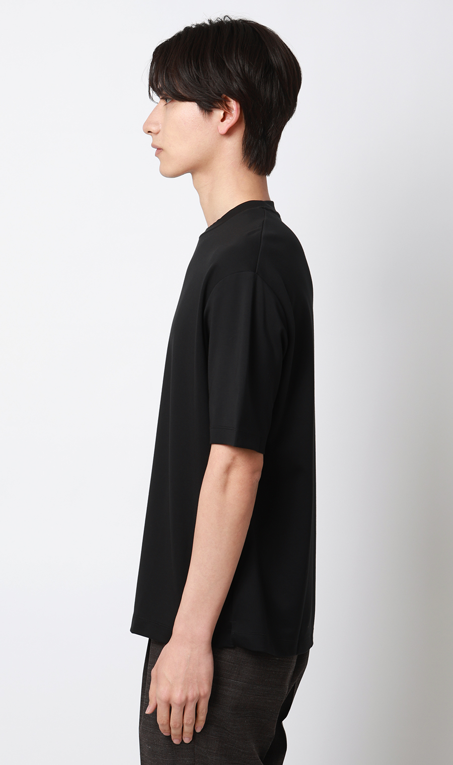 ポンチクルーネックTシャツ ブラック S