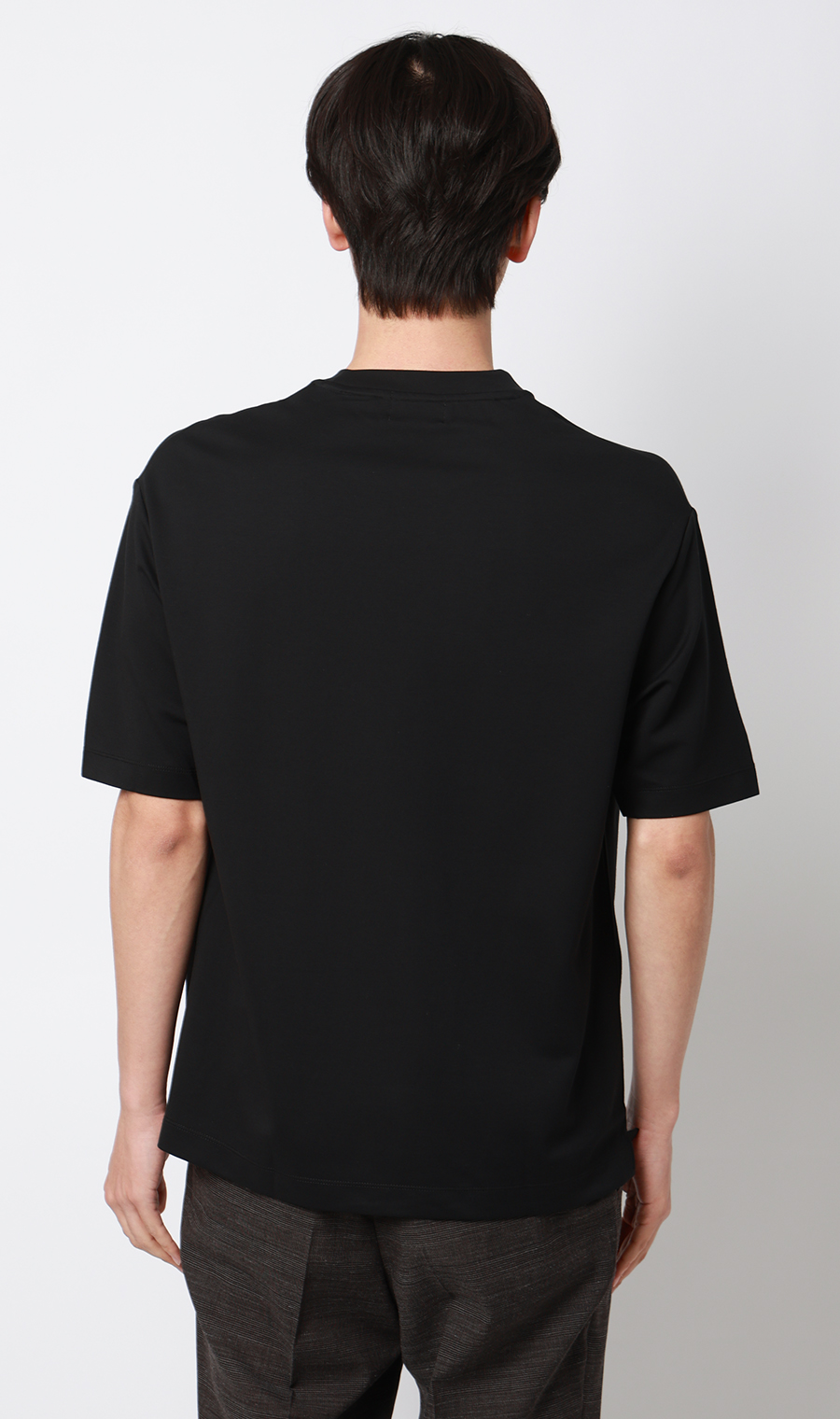 ポンチクルーネックTシャツ ブラック S