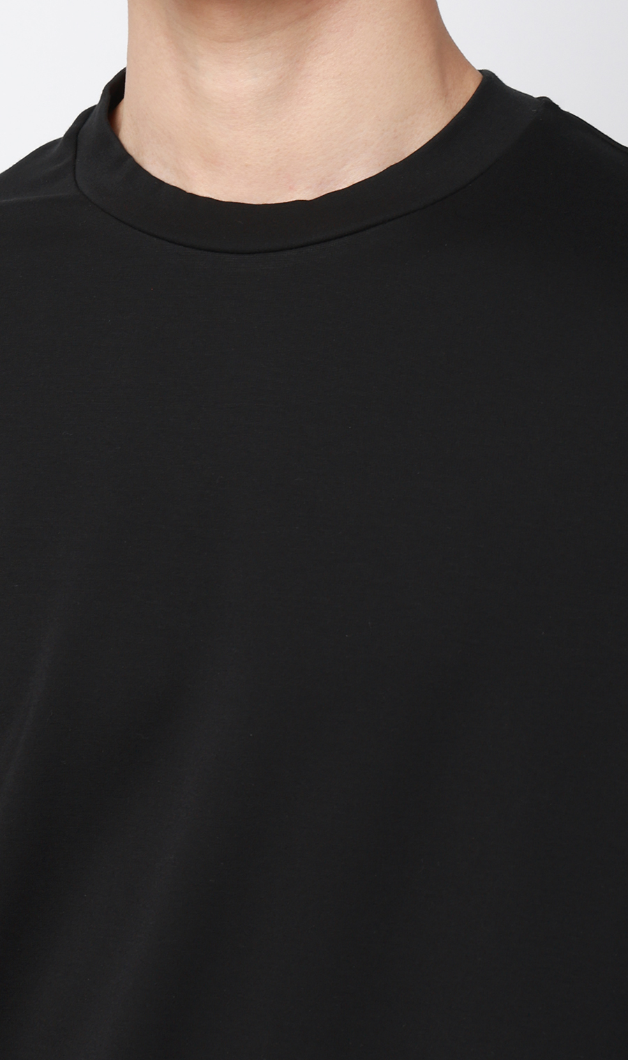 ポンチクルーネックTシャツ ブラック S