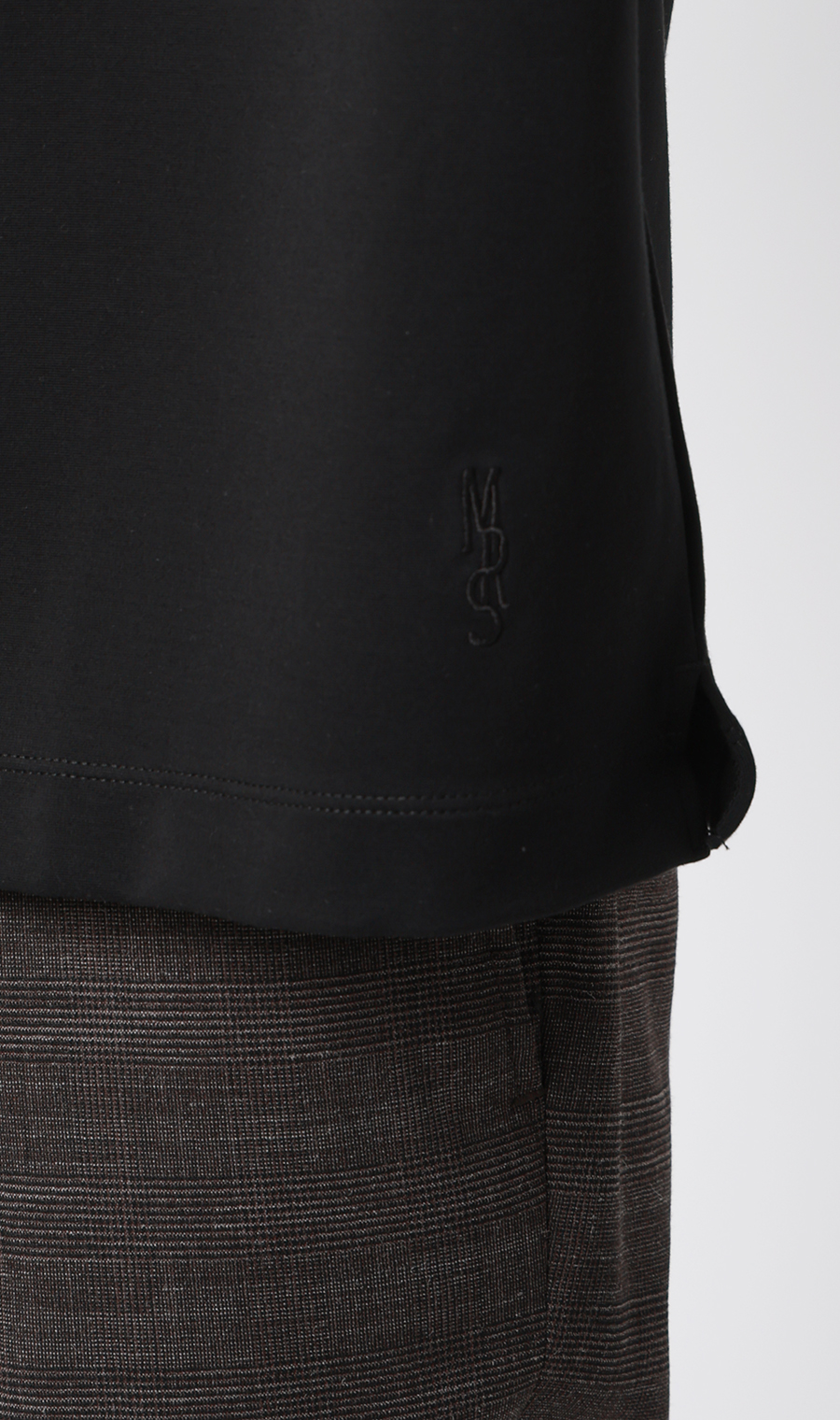 ポンチクルーネックTシャツ ブラック S