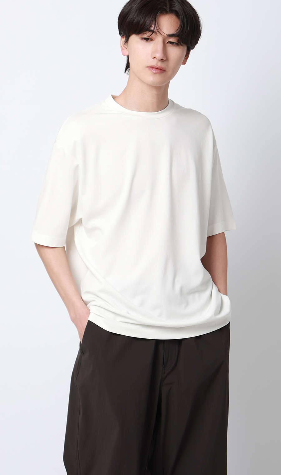 ポンチクルーネックTシャツ ホワイト S