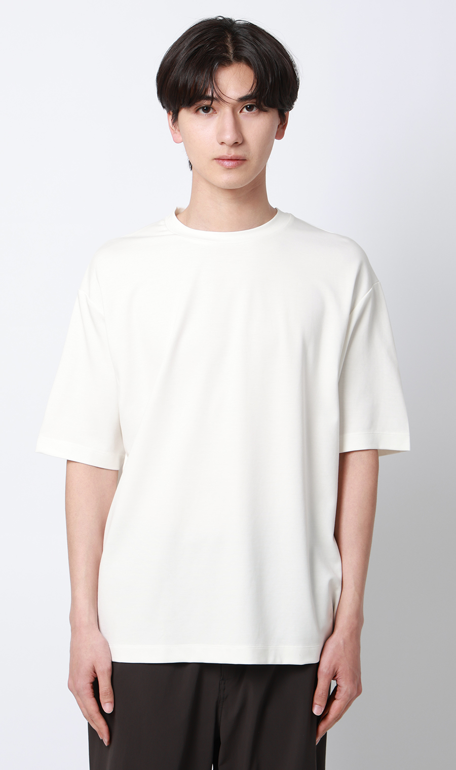 ポンチクルーネックTシャツ ホワイト S