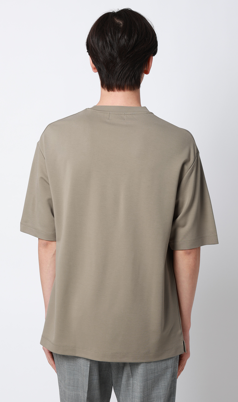 ポンチクルーネックTシャツ グレージュ S