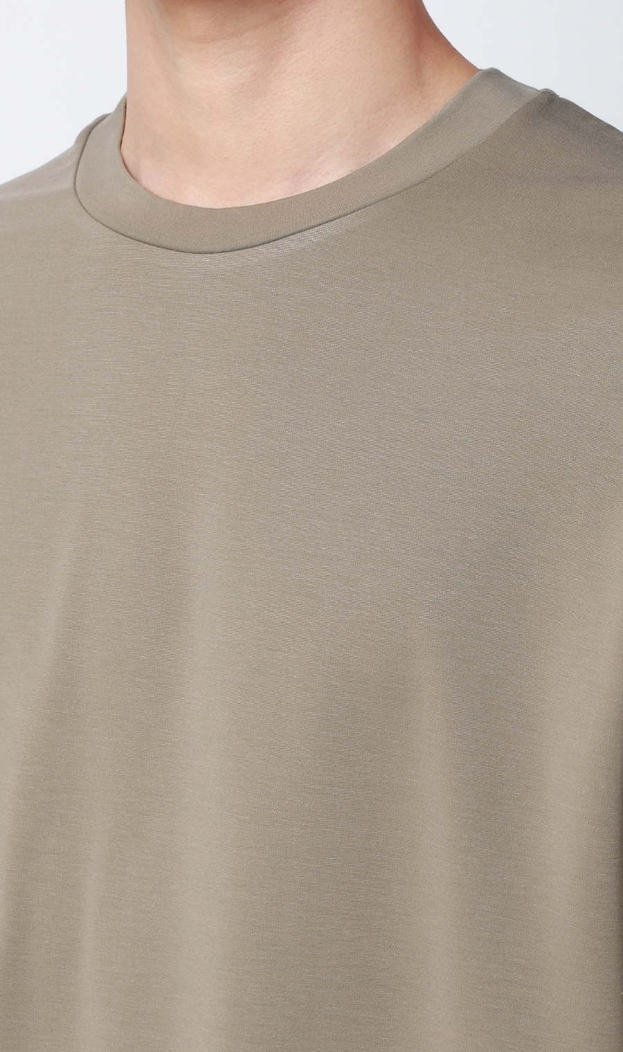 ポンチクルーネックTシャツ グレージュ S