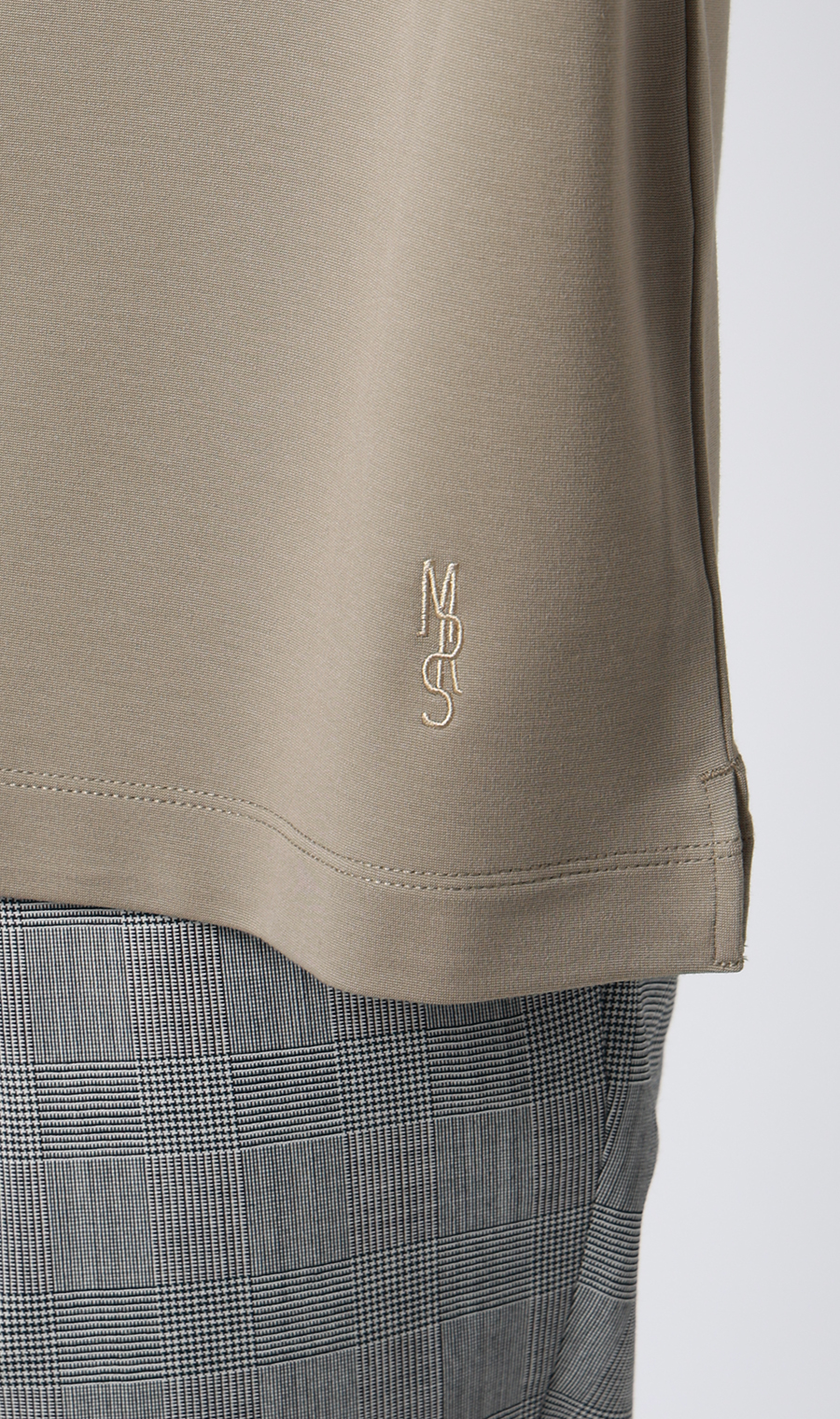 ポンチクルーネックTシャツ グレージュ S