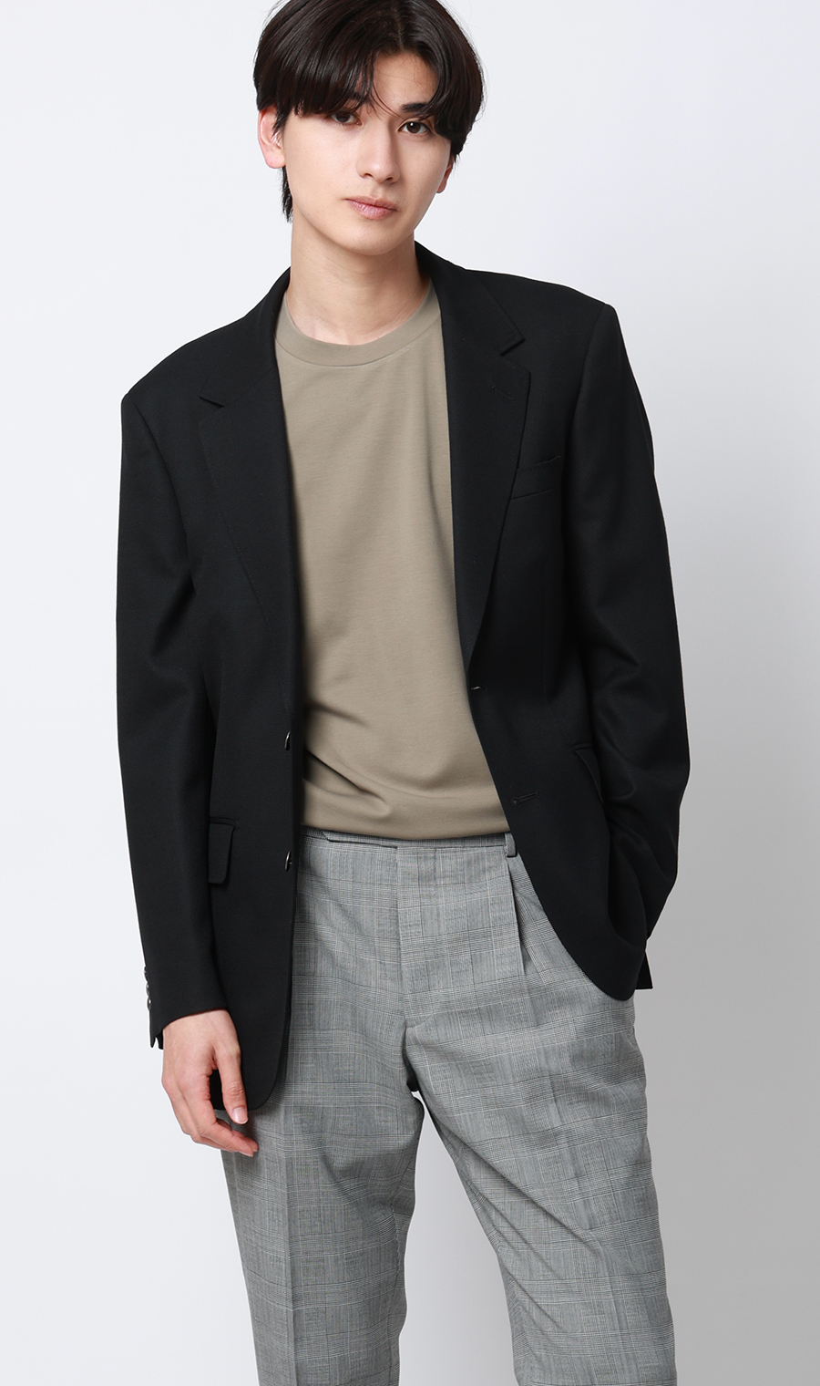 ポンチクルーネックTシャツ グレージュ S